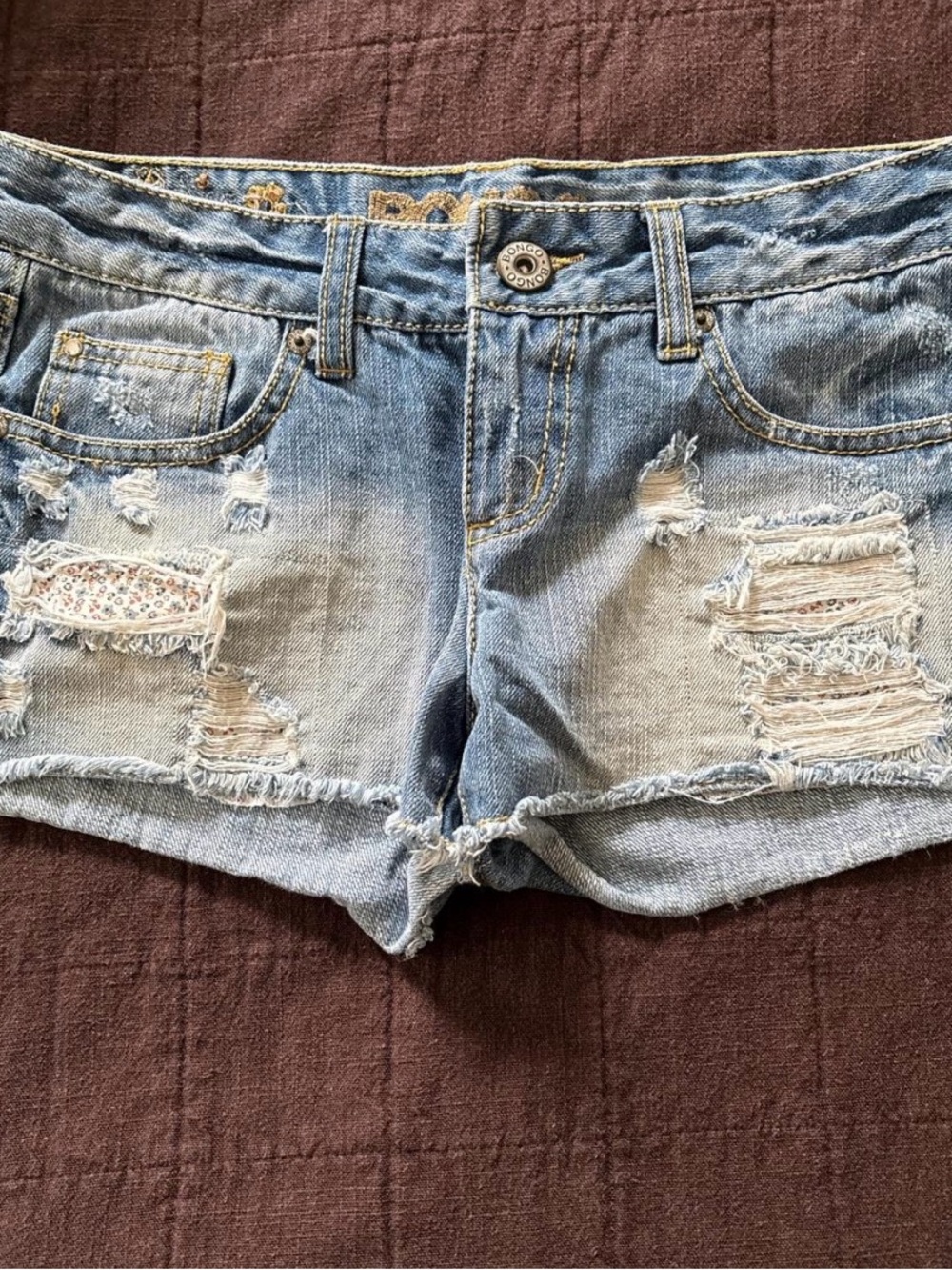 BONGO Light Blue Distressed Denim Cutoff Shorts